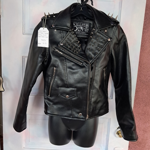 Killstar Black Spiked Biker Jacket - Picture 1 of 10